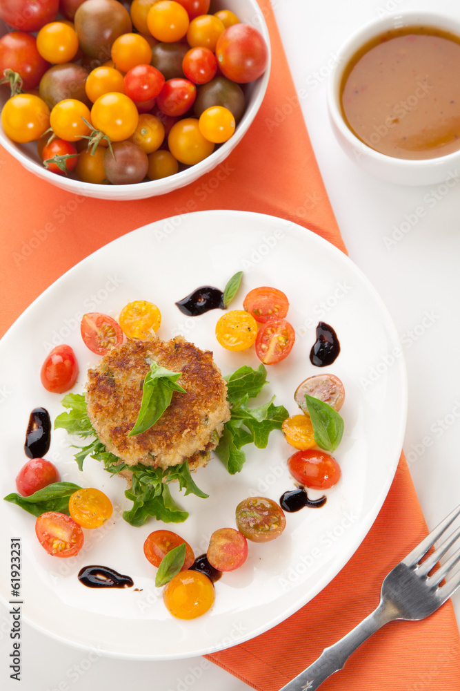 Crab Cakes and Tomato Salad