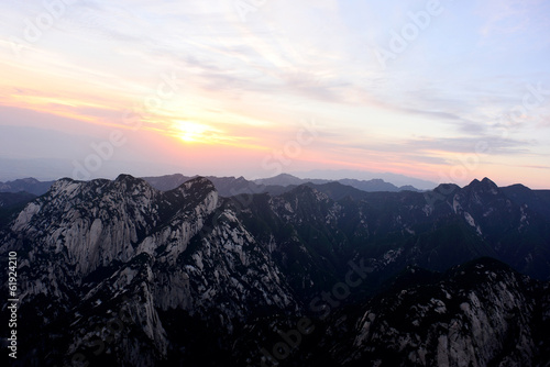 sunrise at mountain huashan in china