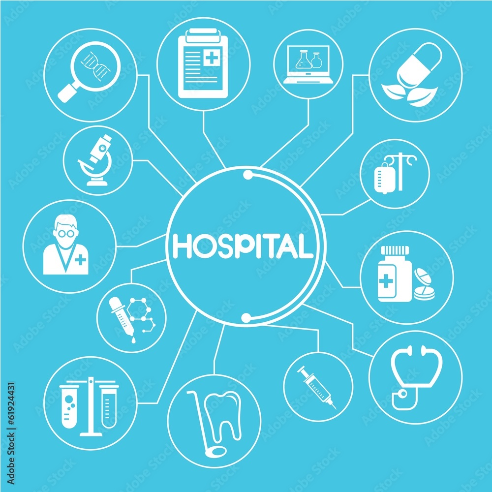 hospital network blue theme, info graphics hospital network blue theme, info graphics