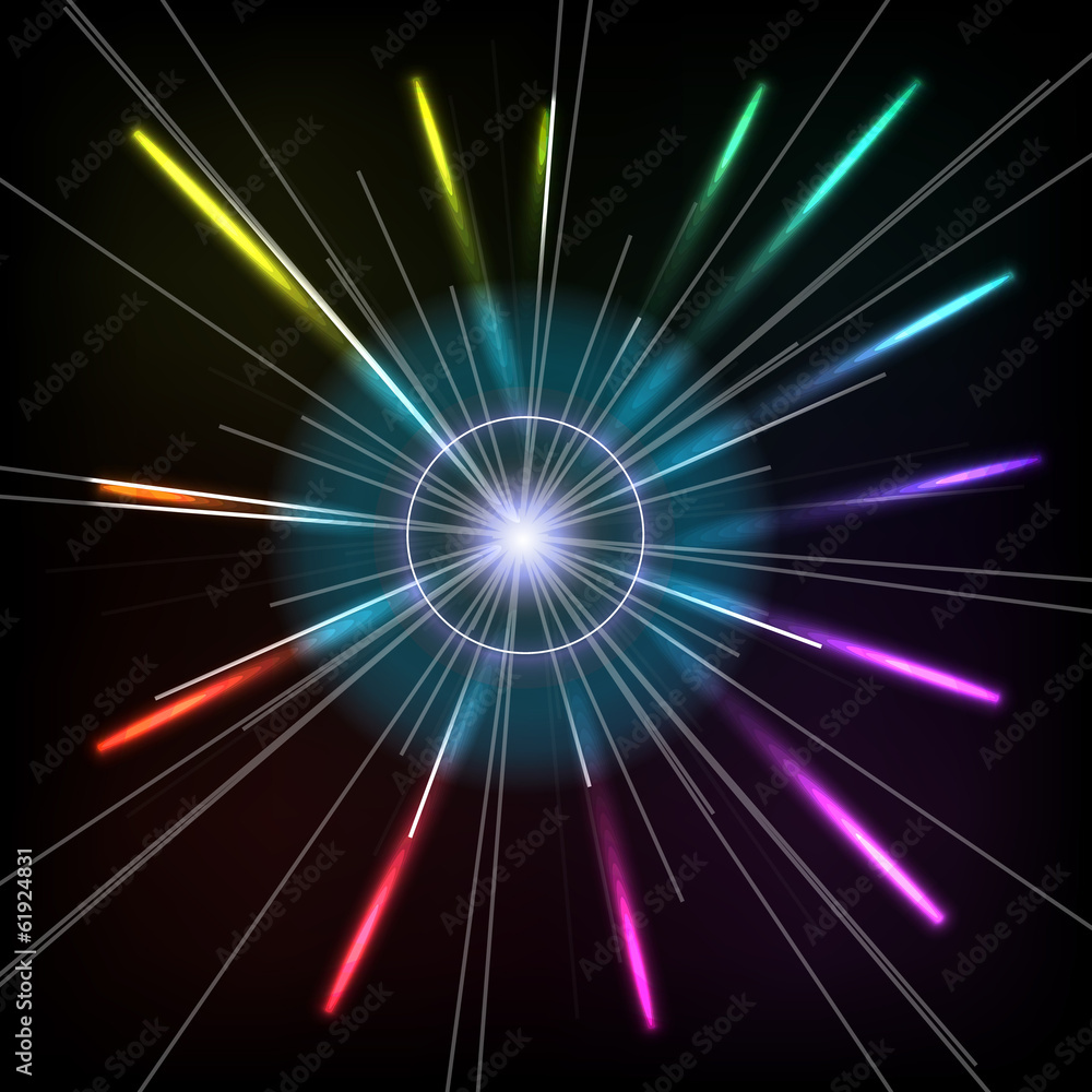 Naklejka premium Abstract Colorful Magic Glow Ray Lights. Vector