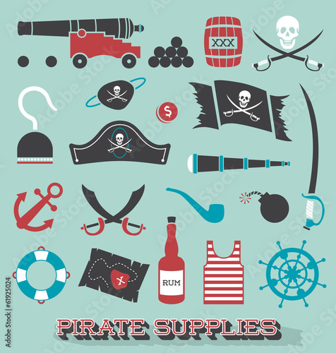 Vector Set: Pirate Supplies Silhouettes and Icons