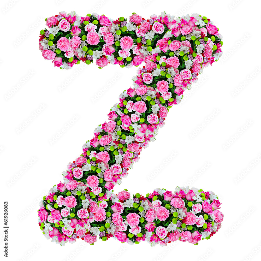 Z, flower alphabet isolated on white with clipping path