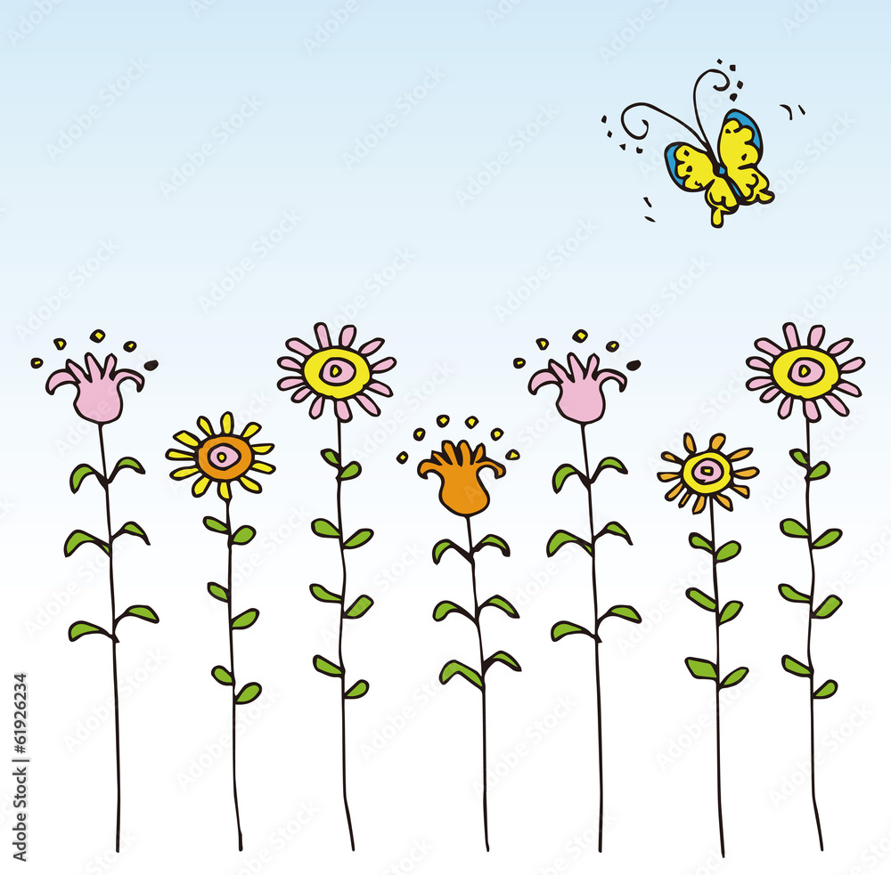 花と蝶 手書きイラスト Stock Vector Adobe Stock 花と蝶 手書きイラスト Stock Vector Adobe Stock