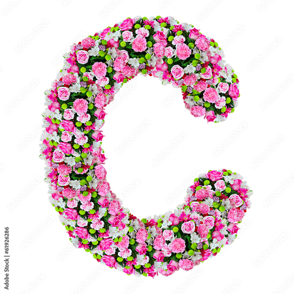 C, flower alphabet isolated on white with clipping path