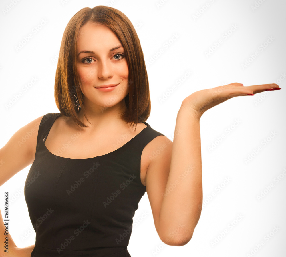 woman showing open hand holding woman showing open hand holding