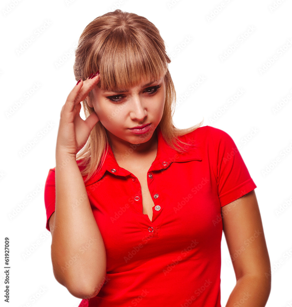 Fototapeta premium Woman girl experiencing headaches, stress