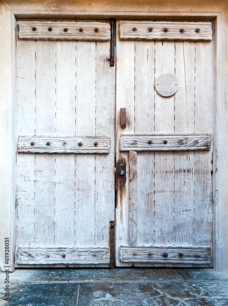 Old wooden front door