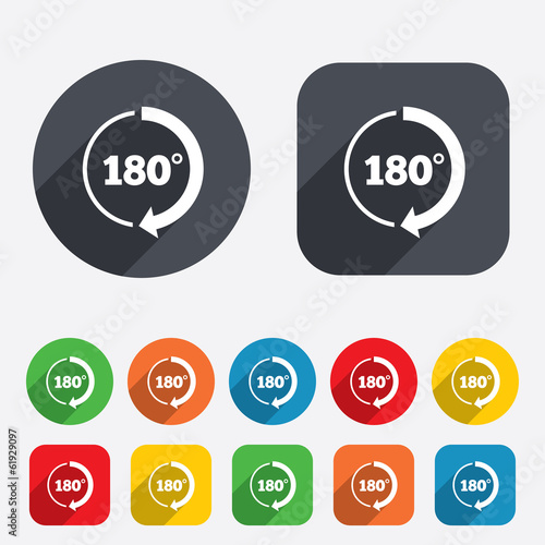 Angle 180 degrees sign icon. Geometry math symbol