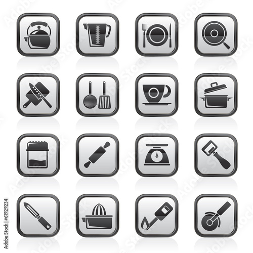 kitchen gadgets and equipment icons - vector icon set