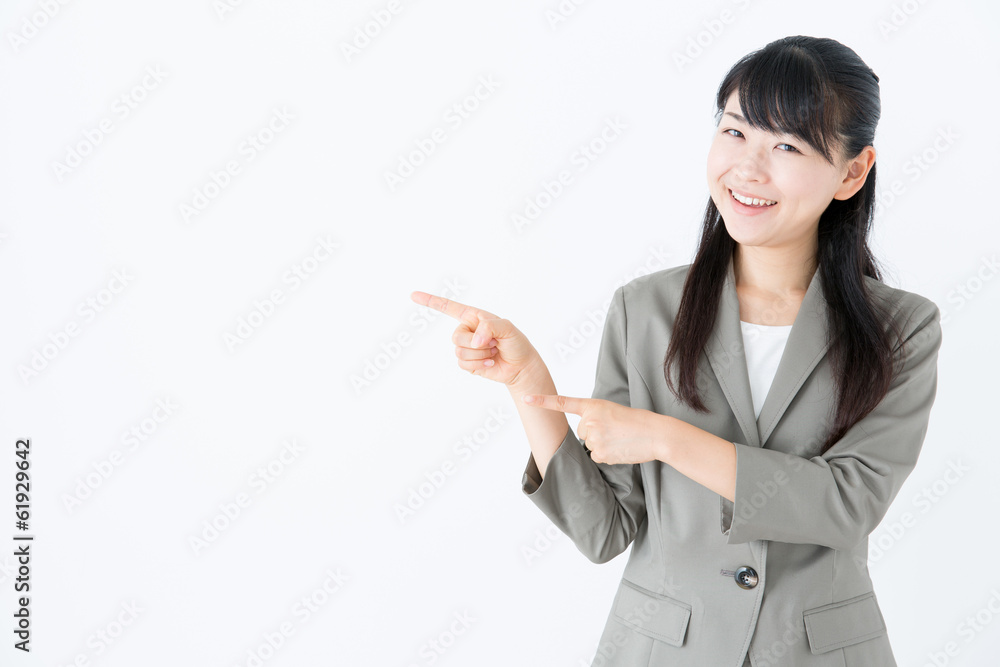 young asian businesswoman showing on white background young asian businesswoman showing on white background
