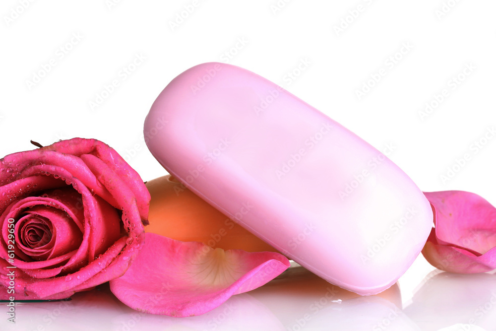 Two soap with roses on white background Two soap with roses on white background