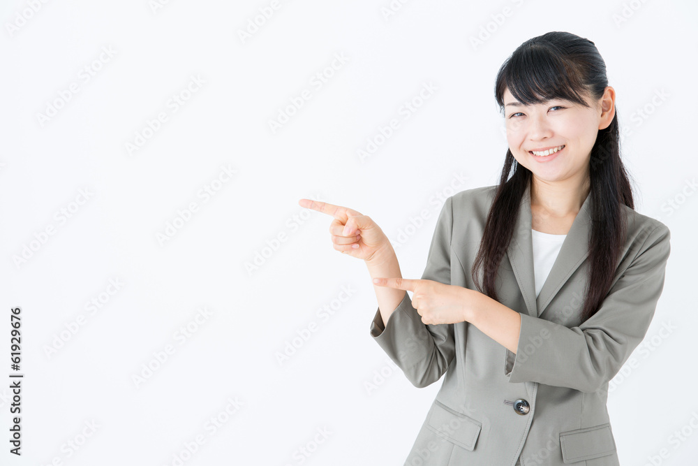 young asian businesswoman showing on white background young asian businesswoman showing on white background