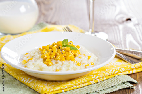 Risotto with baked corn