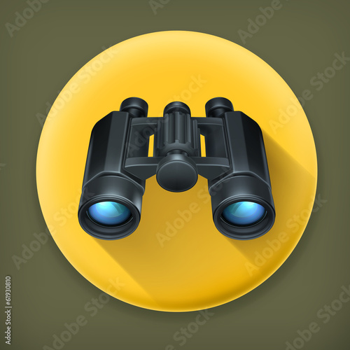 Binoculars, long shadow vector icon