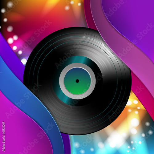 Vinyl record over abstract background
