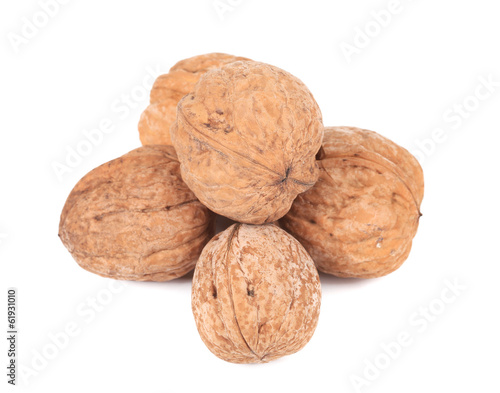 Close up of walnuts bunch.