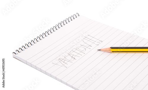 Wallpaper Mural Concept image of the word vacation on a notepad with pencil Torontodigital.ca