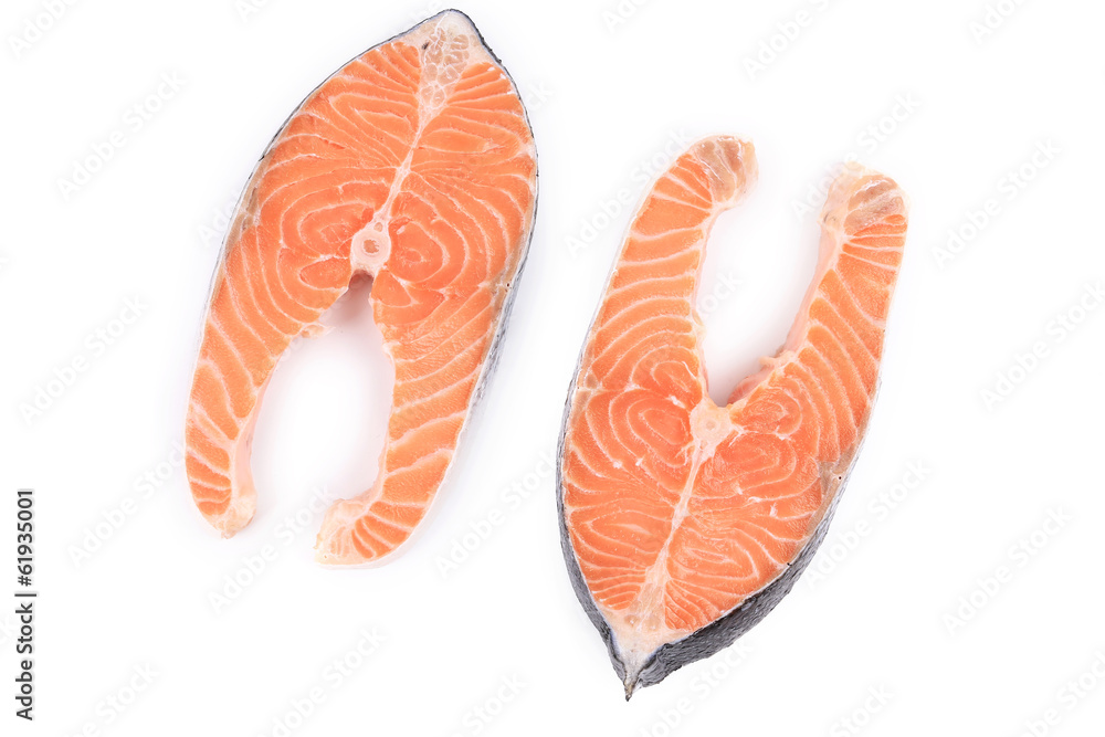 Two fresh salmon steak. Two fresh salmon steak.