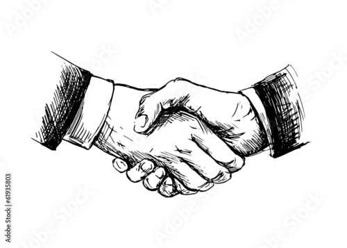 Drawing shake hands. Vector illustration