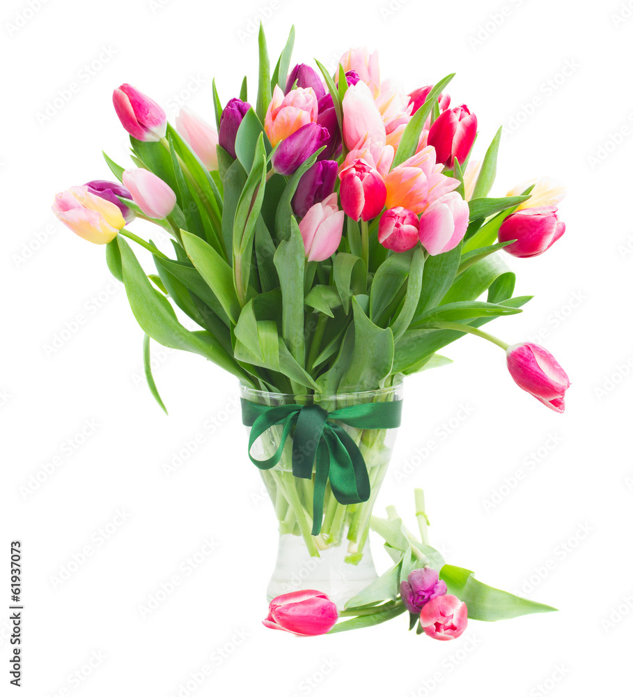 pink and violet tulips bouquet in vase pink and violet tulips bouquet in vase