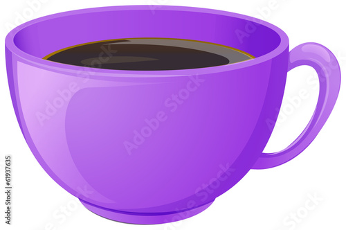 A purple cup with coffee