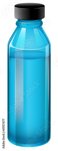 A blue medical bottle with a cover
