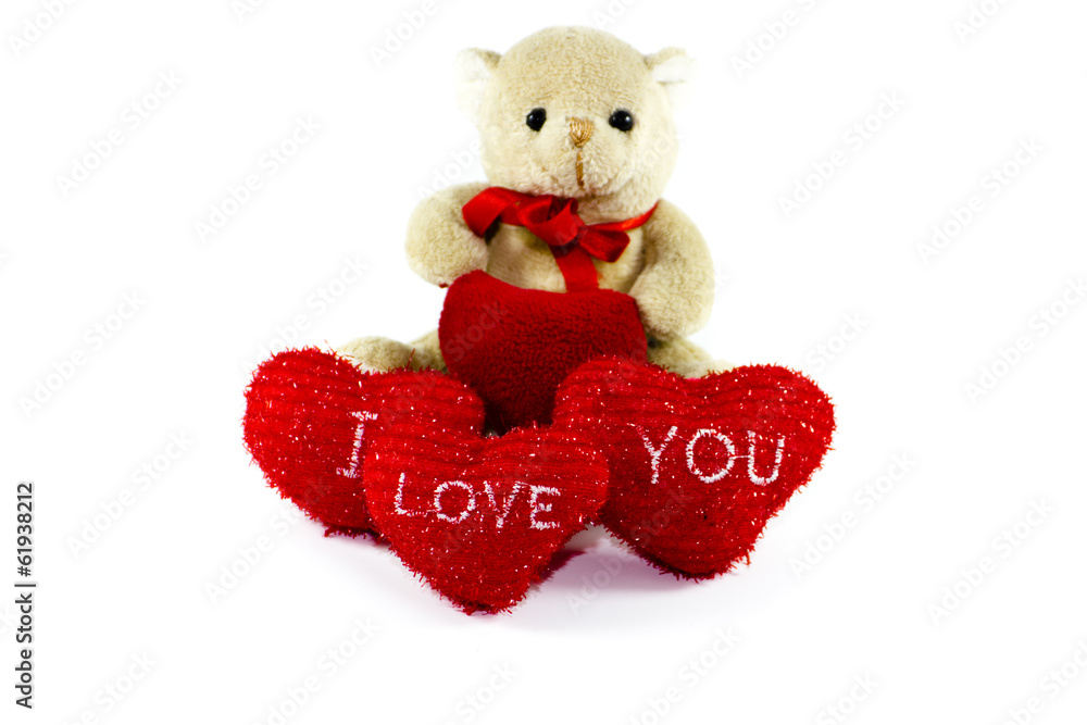 Obraz premium Teddy Bär mit roten Herzen