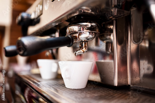Espresso machine making coffee in pub, bar, restaurant Fototapeta