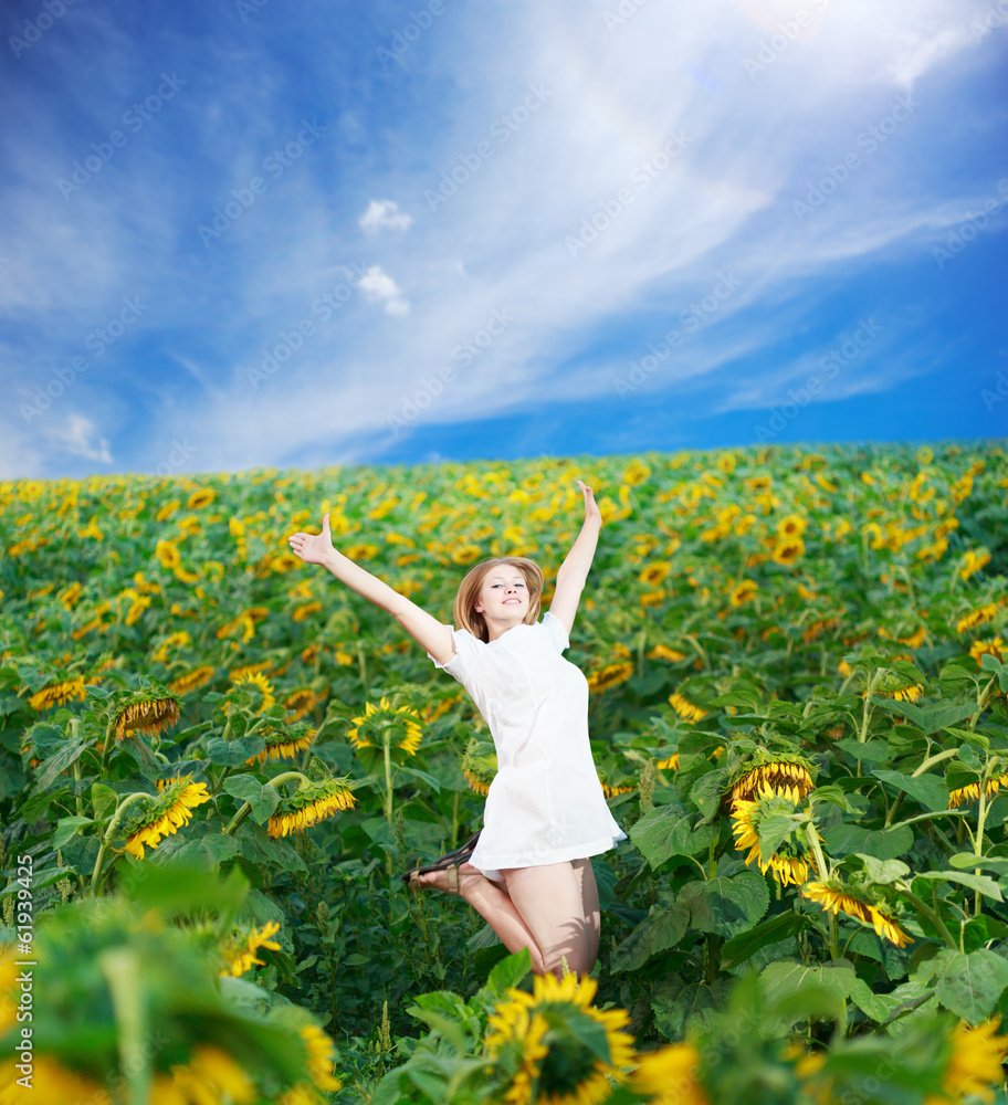 Jump among sunflowers Jump among sunflowers