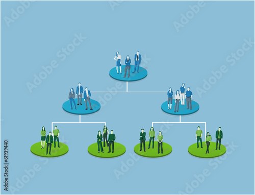 Template for brochure with business people on hierarchy tree