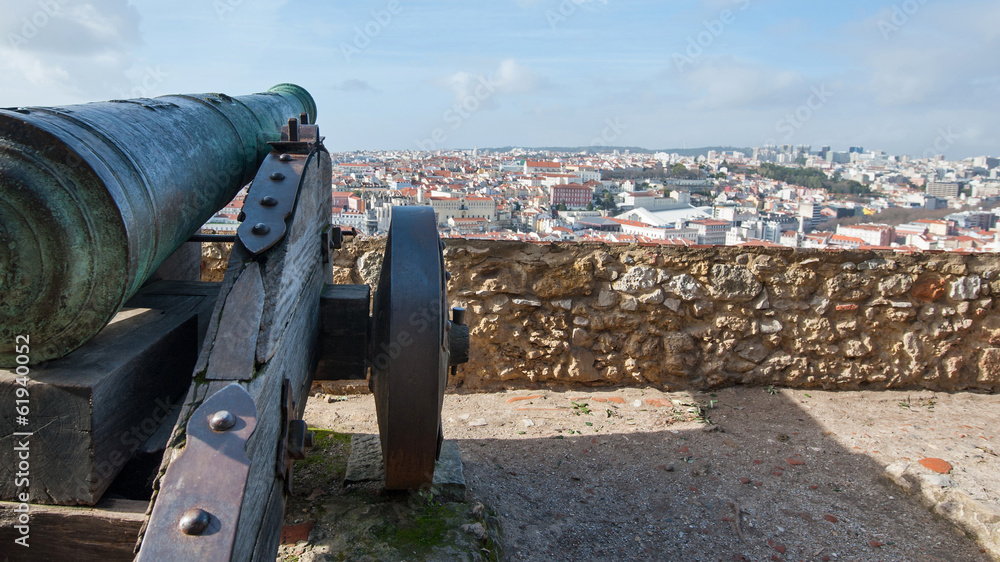 Panoramic view of Lisbon city and Tagus river from the 