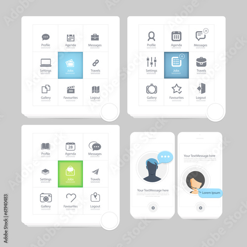 Set of flat concept elements for web and mobile services