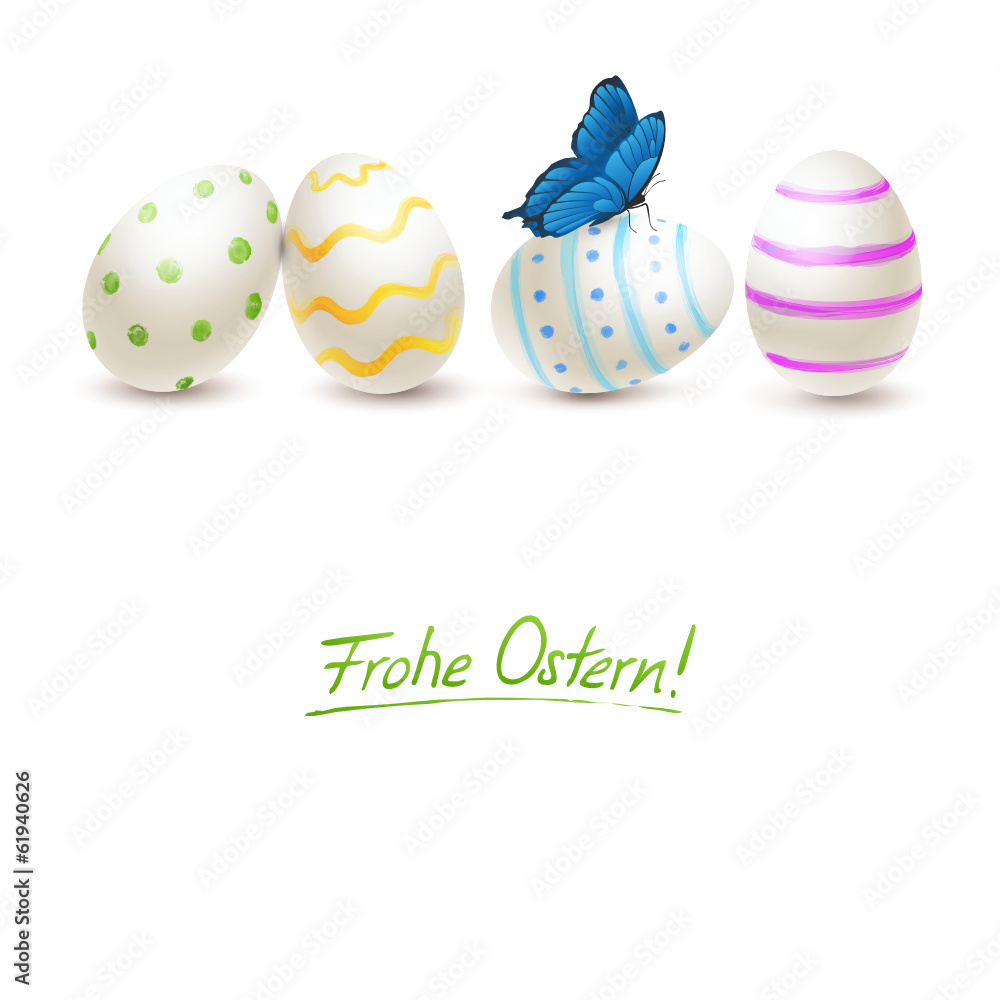 Bemalte Ostereier mit Schmetterling Bemalte Ostereier mit Schmetterling