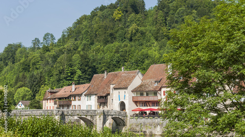 Saint Ursanne, Altstadt, Doubs, Fluss, Jura, Sommer, Schweiz