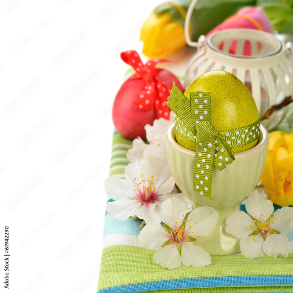 Easter egg decorated with ribbon Easter egg decorated with ribbon