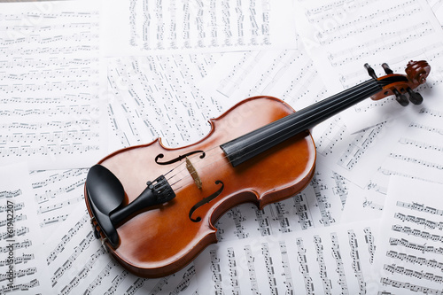 Violin on an notes background