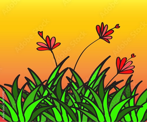 Flower stained glass window vector