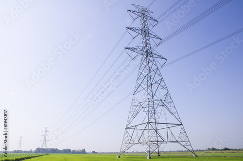 Electric Transmission Tower on filed