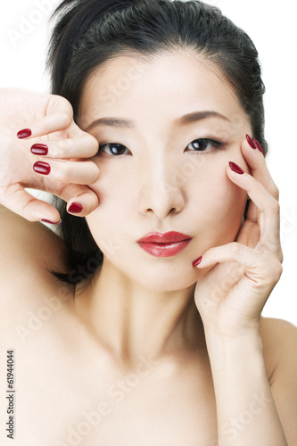Wallpaper Mural Asian beauty with red nails and red lips Torontodigital.ca