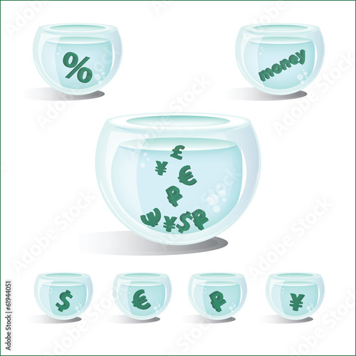 Aquarium with currency signs