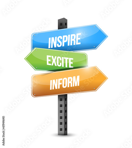 Canvas Print inspire, excite, inform sign illustration design