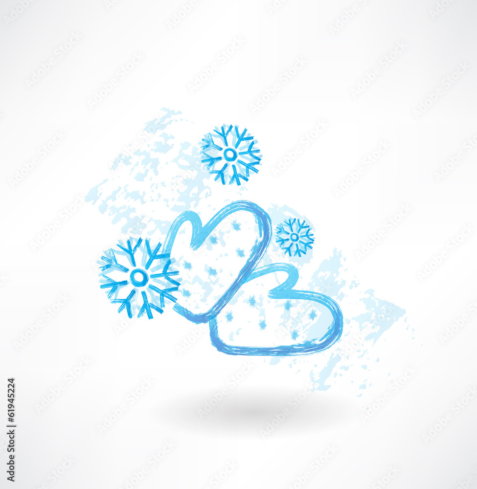 Winter mittens grunge icon Winter mittens grunge icon