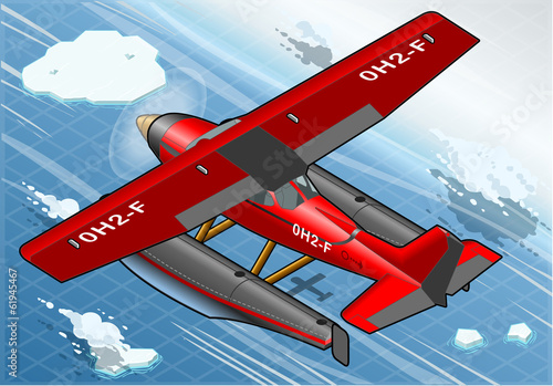 Isometric Artic Hydroplane in Flight in Rear View