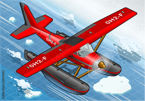 Isometric Artic Hydroplane in Flight in Front View