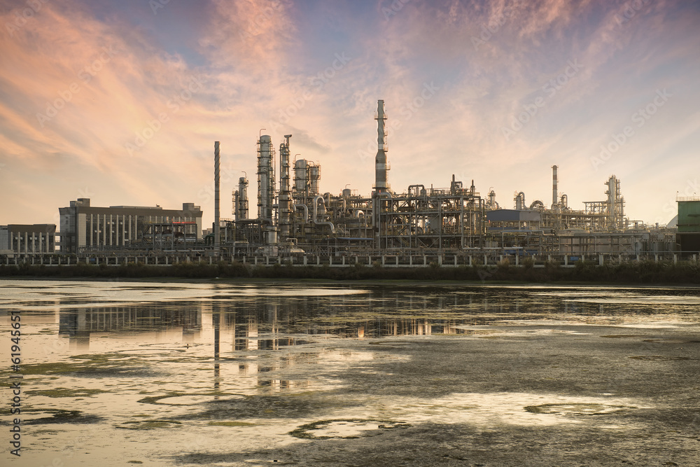 Refinery industrial plant with Industry boiler at night