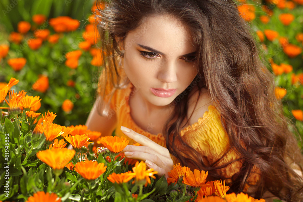 Beauty Romantic Girl Outdoors. Beautiful Teenage Model girl pos Beauty Romantic Girl Outdoors. Beautiful Teenage Model girl pos