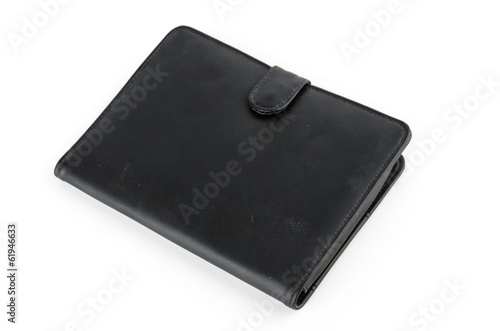 Leather notebook isolated white background