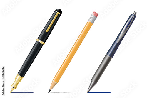 Fountain Pen, Pencil and Ballpoint-Pen Drawing Lines