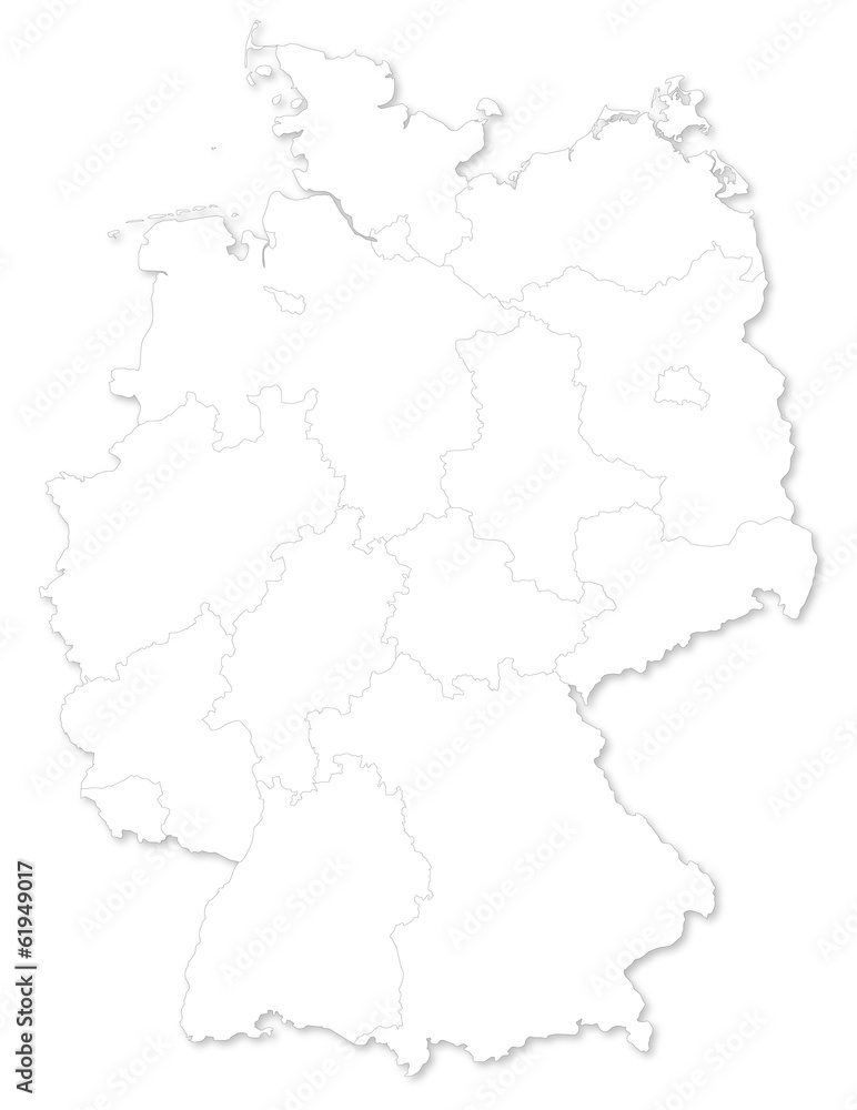 Vector map of German states on white background.