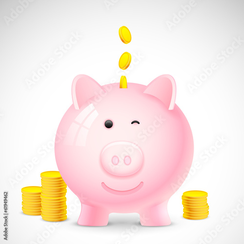 Coin falling into Piggy Bank